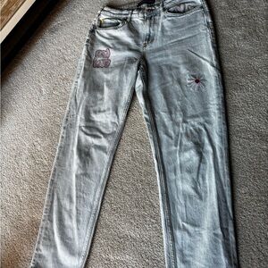 SCOTCH & SODA WOMEN’s HIGH FIVE JEANS - Light Wash & Embroidered w/ Spring Color
